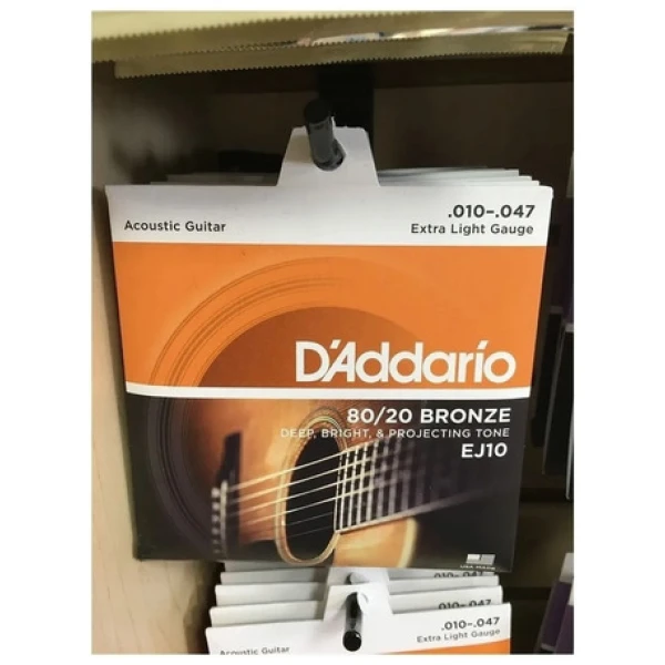 Encordado Daddario Ej10 80/20 Bronze Para Acústica .010