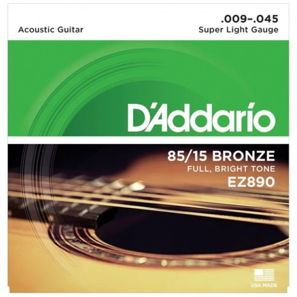 Encordado Daddario Ez890 85/15 Para Acústica Bronce .009