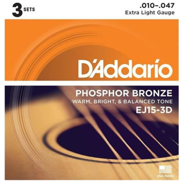 Encordado Guitarra Acústica 010 X3u Cuerdas Daddario Ej15-3d