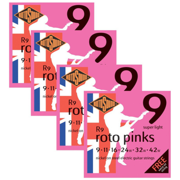Encordado Guitarra Electrica Cuerdas Rotosound Roto Pinks R9 09-42