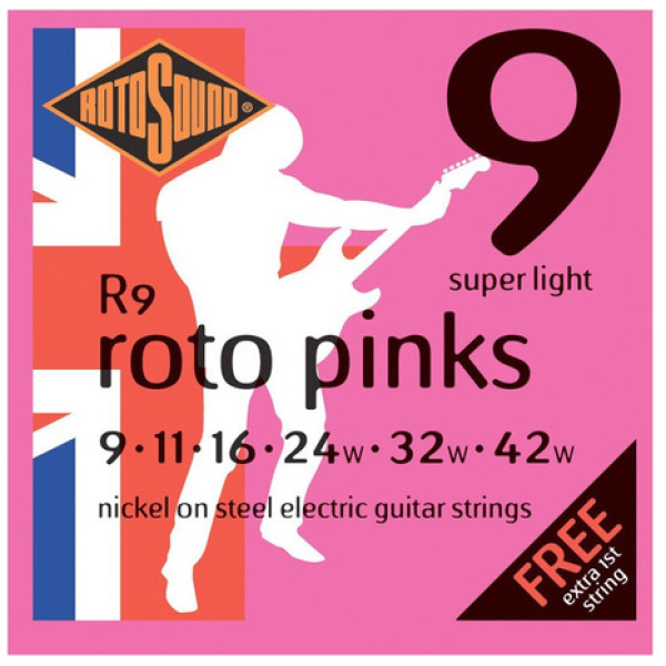 Encordado Guitarra Electrica Cuerdas Rotosound Roto Pinks R9 09-42