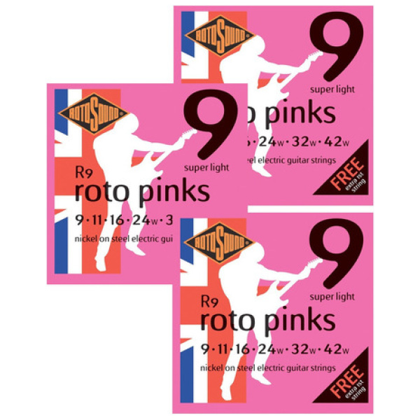Encordado Guitarra Electrica Cuerdas Rotosound Roto Pinks R9 09-42