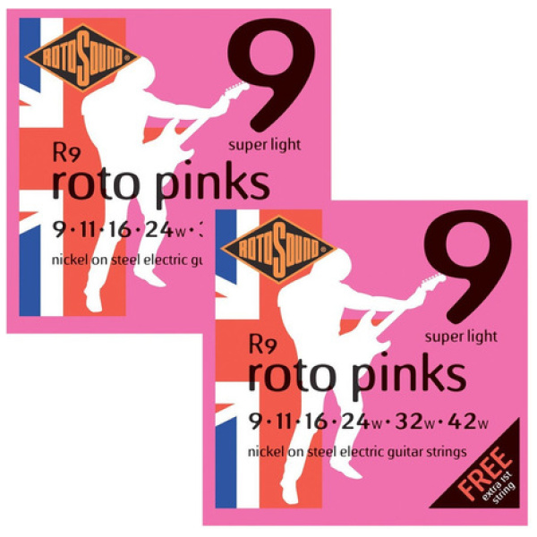 Encordado Guitarra Electrica Cuerdas Rotosound Roto Pinks R9 09-42