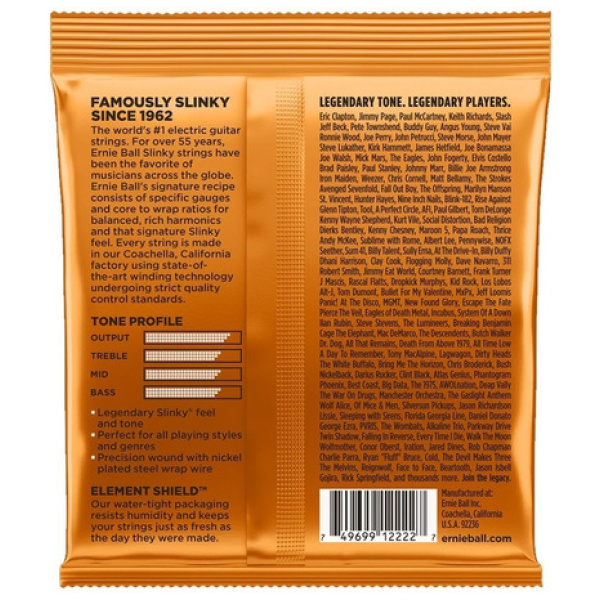 Encordado Ernie Ball Slinky  2222 Para Eléctrica 09-46