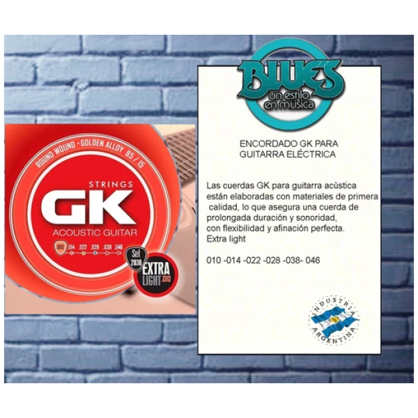 Encordado Gk Cuerdas Guitarra Acústica Varios Calibres