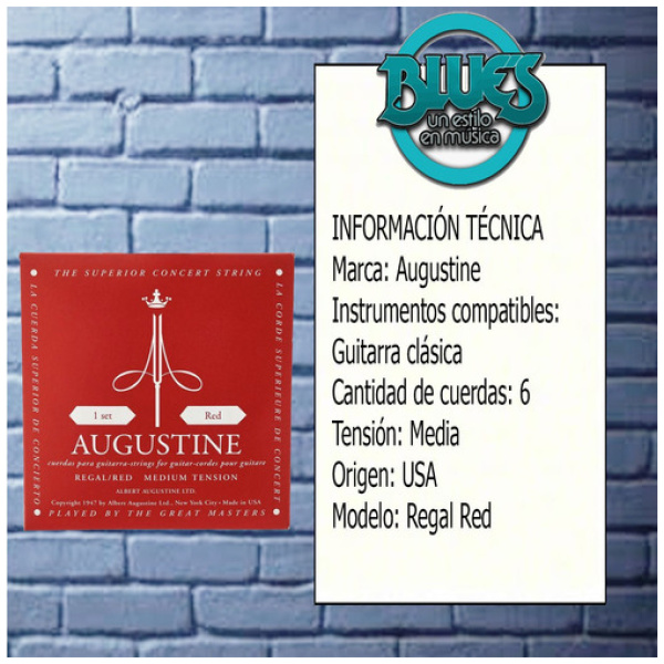 Encordado Guitarra Clásica Augustine Regal Red Tens.med.