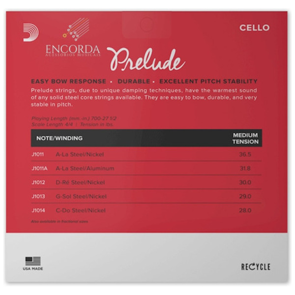 Encordado Daddario Prelude J1010 4/4 M Cuerdas Violonchelo