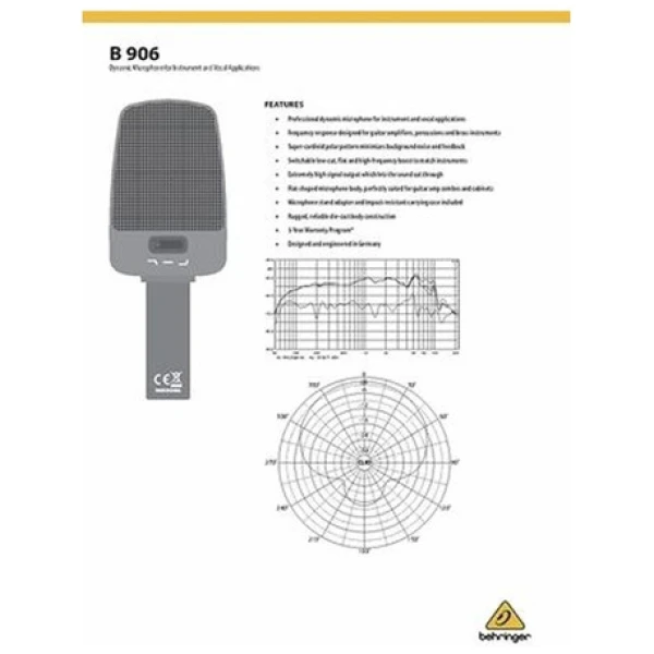 Micrófono Dinámico Behringer B906 Supercardioide