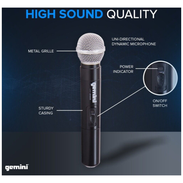 Micrófono Inalámbrico Gemini Uhf-01m Cardioide Dinámico