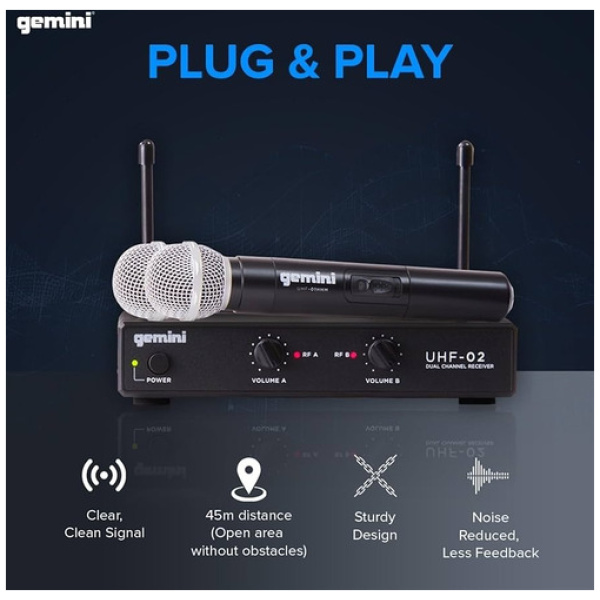 Set 2 Microfonos Inalámbricos Gemini Uhf-02m-s34