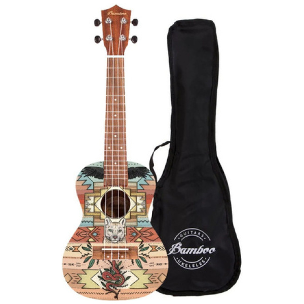 Ukelele Concierto Bamboo U23 Diseños Con Funda