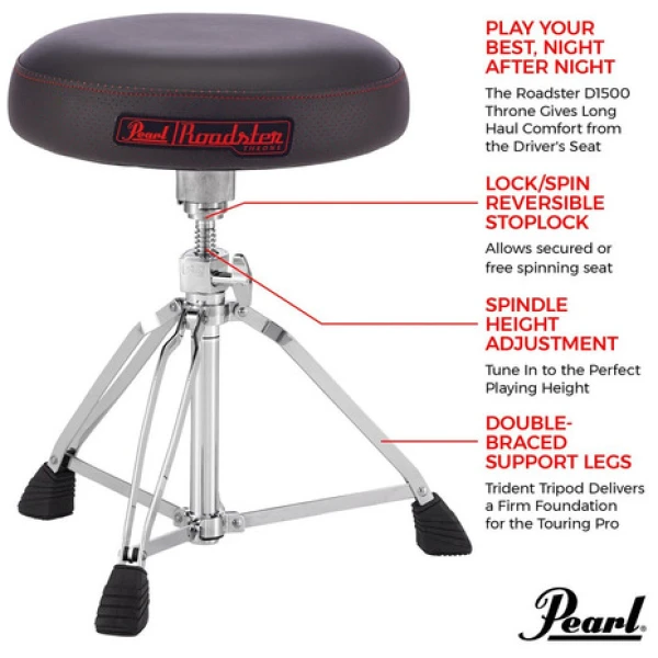 Banqueta Baterista A Rosca Pearl Roadster D1500