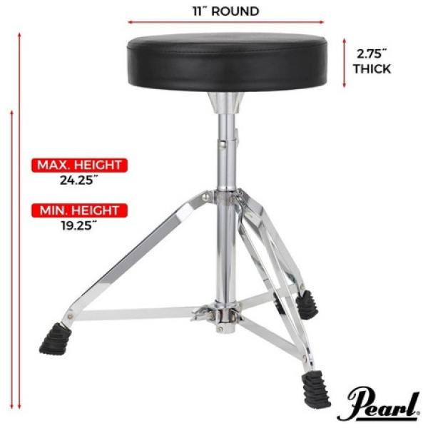 Banqueta De Batería Pearl D-50 Redonda Reforzada Pata Doble
