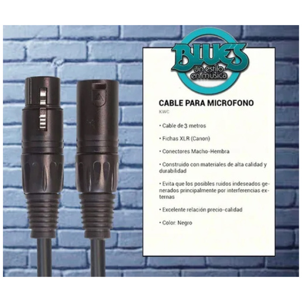 Cable Kw Kwc 121 Canon Xlr - Macho A Hembra - 3 Mts + Gtia