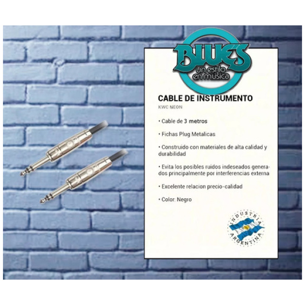 Cable Kwc 134 Neon Plug - Plug Instrumento 3 Mts Stereo