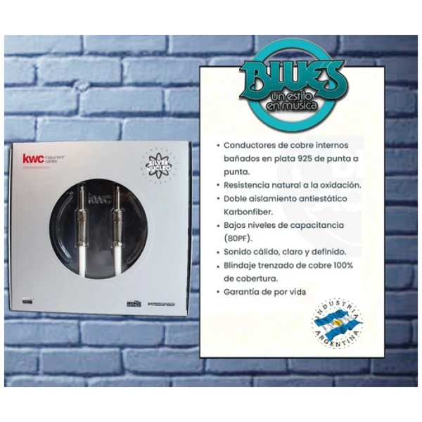 Cable P/instrumento Kwc Silver Nucleo Plug-plug 6mts