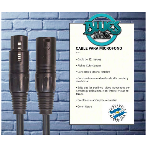 Cable Xlr / Xlr  Kwc 123 Neon Canon / Canon 12mts