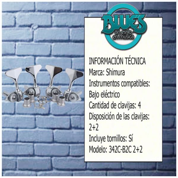 Clavijero P/ Bajo 4 Cuerdas Shimura 342c-b2c 2+2 Cromado