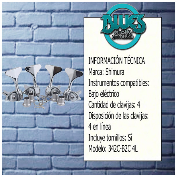 Clavijero P/ Bajo 4 Cuerdas Shimura 342c-b2c 4l Cromado