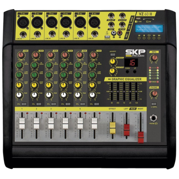 Consola Mixer Skp Vz60 Vz-60 Ii Potenciada 6 Canales Usb