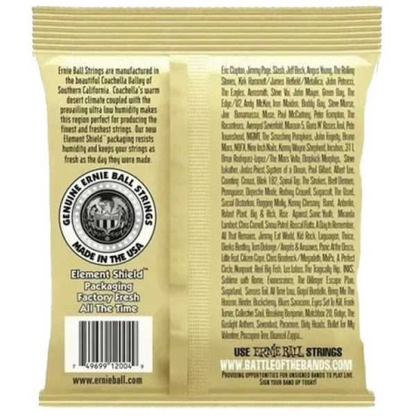 Encordado Ernie Ball Guitarra Acústica Cuerdas 2003 Earthwood 012