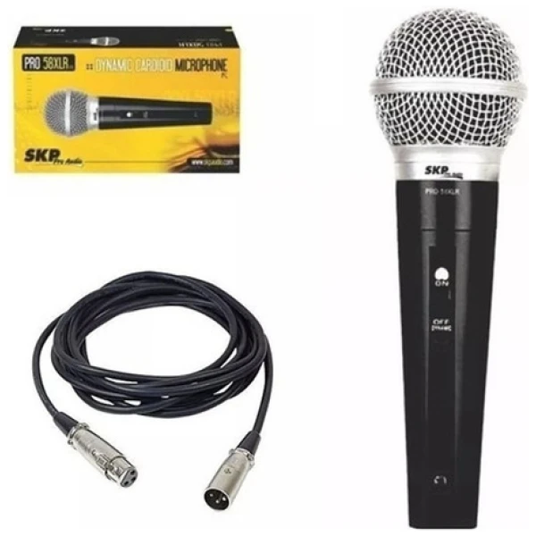 Micrófono Dinámico Skp Pro58xlr + Cable + Caja Acolchada