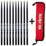 Palillos Negros Vic Firth 5a X5+esb 5 Pares + Funda