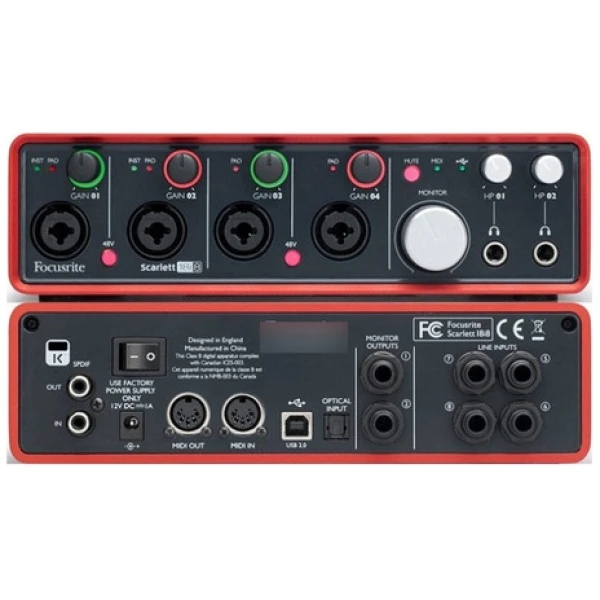 Placa Interfaz De Audio Focusrite Scarlett 18i8 3° Gen