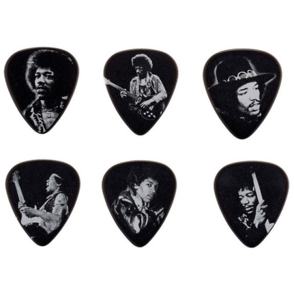Púas Jim Dunlop Jimi Hendrix Silver Retrato Heavy Lata X 12