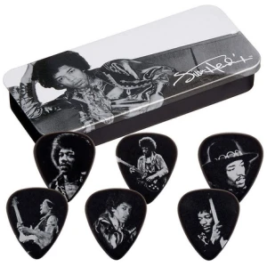 Púas Jim Dunlop Jimi Hendrix Silver Retrato Heavy Lata X 12