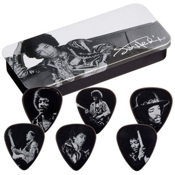 Púas Jim Dunlop Jimi Hendrix Silver Retrato Heavy Lata X 12