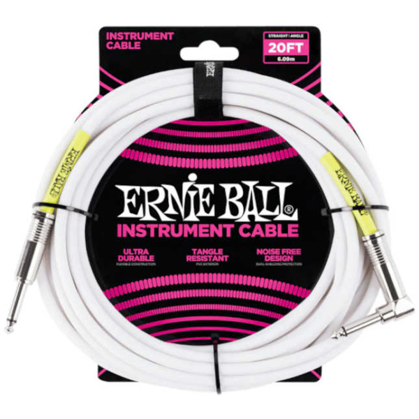 Cable Ernie Ball Instrumento Plug Clásico Blanco 6m P06047