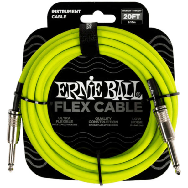 Cable Ernie Ball Plug-Plug P/Instrumento Guitarra/Bajo 6m P06419