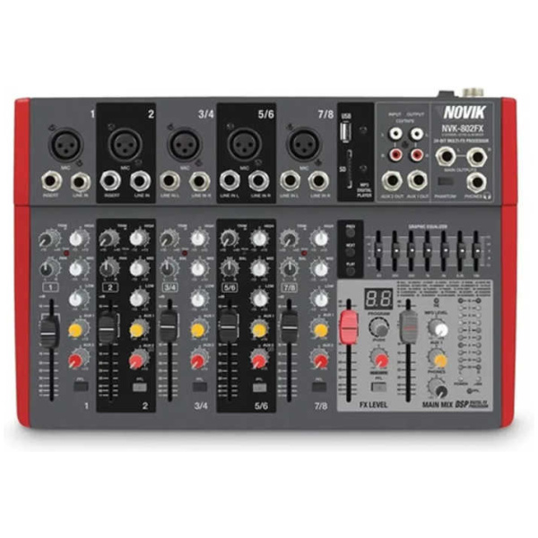 Consola Mixer 8 Canales Novik Nvk802fx Mp3/sd/bt