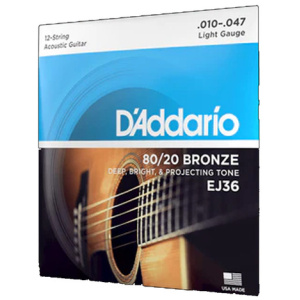 Encordado Daddario Ej36 P/guitarra Acústica 12 Cuerdas 10-47