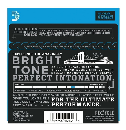 Encordado Daddario Exl130 Para Guitarra Eléctrica .008-038