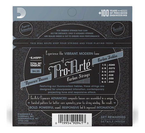 Encordado Guitarra Clásica Pro Arté  Daddario Ej45ff