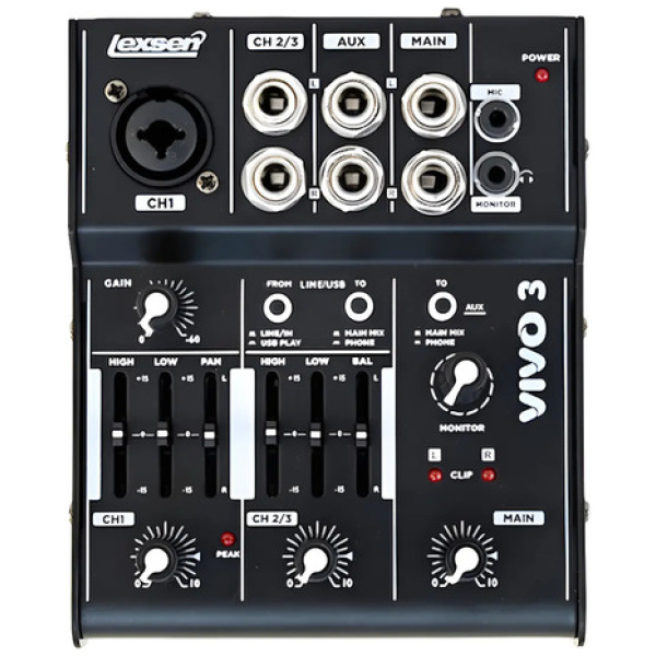Consola Mixer 3 Can Lexsen Vivo3 Usb
