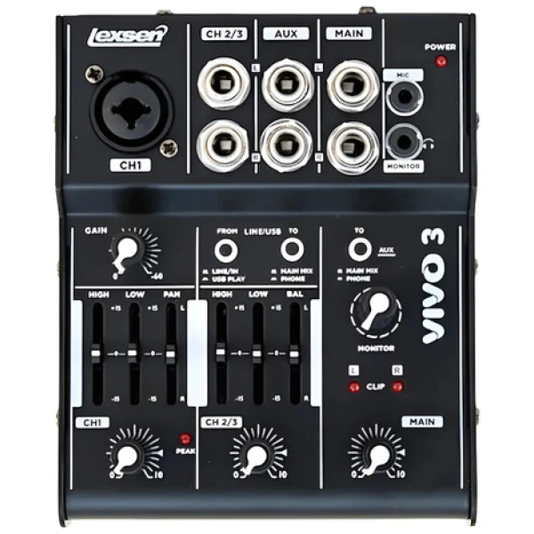 Consola Mixer 3 Can Lexsen Vivo3 Usb