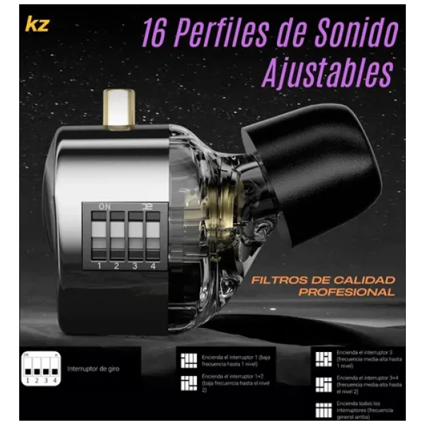 Auriculares Kz Castor Monitor Sin Micrófono