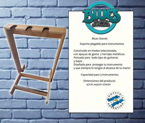 Multi Soporte De Madera P/ 3 Guitarras