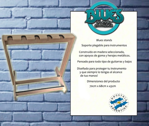 Multi Soporte De Madera P/ 5 Guitarras