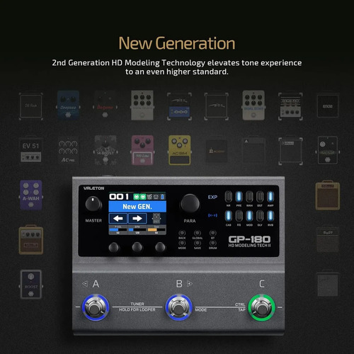Pedalera Multiefectos Valeton Gp-180 Para Guitarra Bluetooth