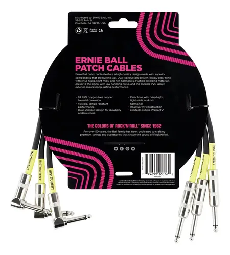 Cables Plug Interpedal Set X 3 Ernie Ball P06076 45cm